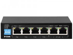 D-link Dgs-f1006p-e 6-port Gigabit Poe Switch With 4 Long Reach Poe Ports And 2 Uplink Ports. Poe Budget 60w.