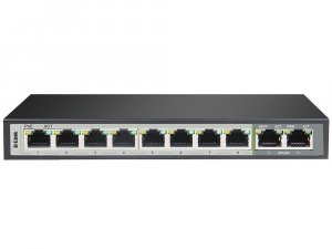 D-link Dgs-f1010p-e 10-port Gigabit Poe Switch With 8 Long Reach Poe Ports And 2 Uplink Ports. Poe Budget 96w.