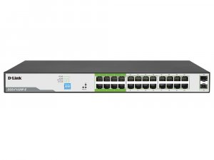 D-link Dgs-f1026p-e (dgs-f1026p-e) 26-port Gigabit Poe Switch With 24 Poe+ Ports (8 Long Reach 250m) And 2 Uplinks With Combo Sfp. Poe Budget 250w.