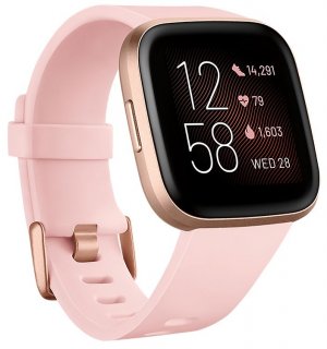 Fitbit Versa 2 Copper Rose Aluminum Petal Silicone Strap Fitness Smartwatch - FB507RGPK