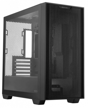 ASUS A21 Black Micro ATX Case, Tempered Glass Side Window, No PSU
