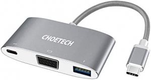 Choetech Hub-v02 Usb-c To Vga+usb C+usb A Multiport Adapter