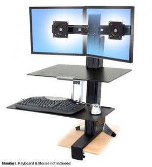 Ergotron 33-349-200 WorkFit-S, Dual Monitor with Work Surface+