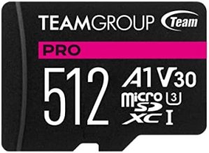 Team Group Pro V30  Microsdxc Memory Card 512gb, R/w (max) 100mb/s 90mb/s, 1500/500 Iops, V30, Uhs-i U3 With Sd Adapter