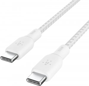 Belkin Boostcharge Braided Usb-c To Usb-c Cable (2m/6.6ft) - White (cab014bt2mwh),100w, 480mbps,30,000+ Bends Tested,usb-c Pd,double-braided Nylon,2yr