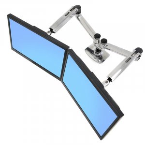 Ergotron LX Dual Side-by-Side Arm Monitor Mount - Polished Aluminum 45-245-026