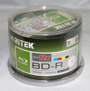 Ritek Bd-r / 25gb / 12x / 50 Cake / White 528468