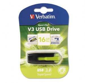 Verbatim 16gb V3 Usb3.0 Green Store'n'go V3; Rectractable