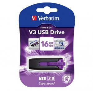 Verbatim 16gb V3 Usb3.0 Violet Store'n'go V3; Rectractable