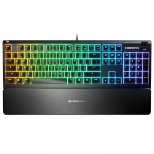 SteelSeries Apex 3 RGB Gaming Keyboard Whisper Quiet Switches 64795