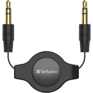 Verbatim 66573 3.5mm Aux Audio Cbl Retractable 75cm-blk
