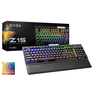 EVGA Z15 RGB Gaming Keyboard - Black, Kailh Speed Silver Switches