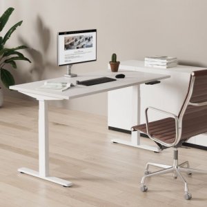 Brateck Contemporary 3-stage Dual-motor Sit-stand Desk (standard)  1000~1700x650x620~1280mm  - White