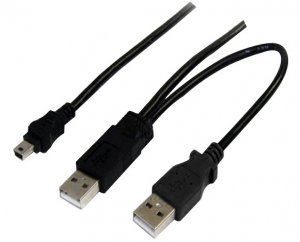 Astrotek Usb 2.0 Y Splitter Cable - Type A Male To Mini B 5 Pins 1M + Usb Type A Male 2M Black Co