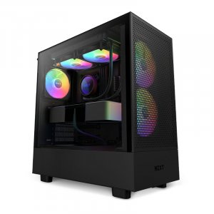 NZXT H5 Flow RGB Tempered Glass Mid-Tower ATX Case - Black