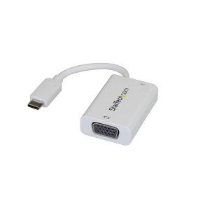 StarTech USB-C to VGA Adapter with 60 Watt USB Power Delivery - White CDP2VGAUCPW