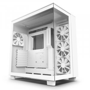 NZXT H9 Flow Edition Tempered Glass Mid-Tower ATX Case - White