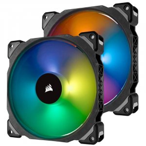 Corsair ML140 PRO RGB LED 140mm Magnetic Levitation Fan - 2 Pack with Controller 