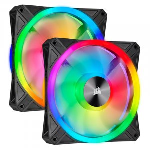 Corsair iCUE QL140 RGB 140mm PWM Fan - Dual Pack with Lighting Node CORE CO-9050100-WW