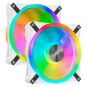 Corsair iCUE QL140 RGB White 140mm PWM Fan - Dual Pack with Lighting Node CORE CO-9050106-WW