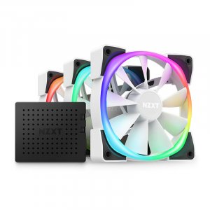 NZXT Aer RGB 2 120mm PWM Case Fan with R&F Controller - White - 3 Pack
