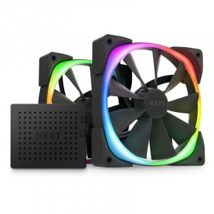 NZXT Aer RGB 2 140mm PWM Case Fan with R&F Controller - Black - 2 Pack