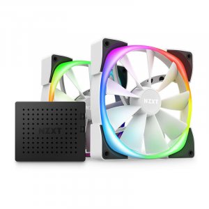 NZXT Aer RGB 2 140mm PWM Case Fan with R&F Controller - White - 2 Pack HF-2814C-DW