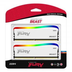 Kingston Fury Beast RGB 32GB (2x 16GB) DDR4 3200MHz Desktop Memory SE - White