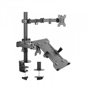 Brateck Economical Double-Joint Articulating Monitor Arm with Laptop Holder LDT12-C1M2KN