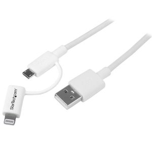 StarTech 1m / 3 ft Apple Lightning or Micro USB to USB Cable - White