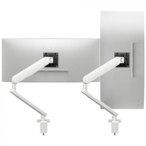 Atdec Dynamic Duo Monitor Arms F-clamp, Up To 35" Screens Flat Or Curved 2-8kg, White
