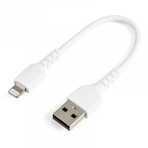 StarTech 15cm Durable USB-A to Lightning Cable, Rugged Aramid Fiber - White RUSBLTMM15CMW