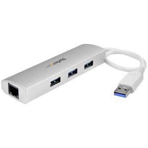 Startech ST3300G3UA 3-Port Portable USB 3.0 Hub plus Gigabit Ethernet - Built-In Cable