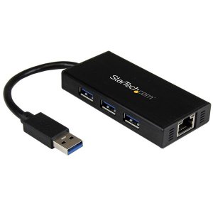 Startech St3300gu3b Portable Usb 3.0 Hub W/ Gigabit Ethernet