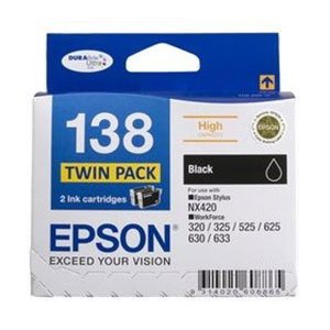 Epson 138 Black Twin Pack 380 pages x 2 Black T138194