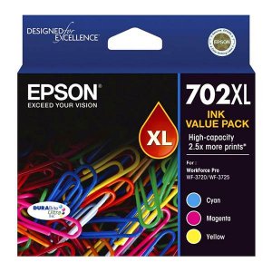 Epson 702XL High Capacity DURABrite Ultra CMY Colour Ink Cartridge Pack