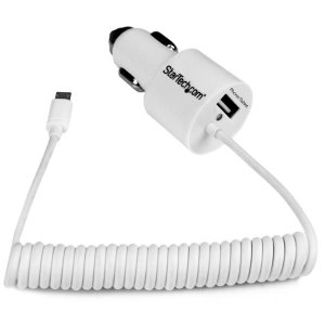StarTech 2 Port Car Charger w/ Micro USB Cable & USB 2.0 Port 21W/4.2A