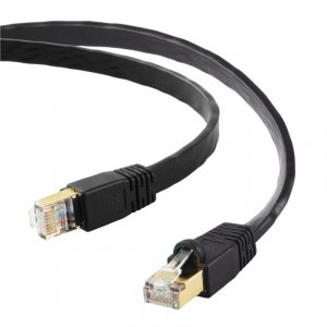 Edimax 5m Black 40gbe Shielded Cat8 Network Cable - Flat 100% Oxygen-free Bare Copper Core, Alum-foil Shielding, Grounding Wire, Gold Plated Rj45