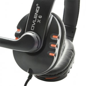 Ovleng X6 Wired Stereo Headphone With Microphone For Computer Games Orange