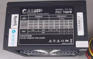 Casecom 700w Atx Psu 120mm Fan 2 Atx Psu Years Warranty