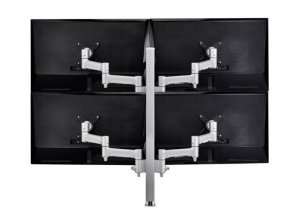 Atdec Awm Quad Monitor Arm Solution - 460mm Articulating Arms - 750mm Post - Heavy Duty Clamp - Silver