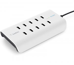Belkin 10-port Usb Charging Station / Hub 10xusb-a Ports(2.4amps),intelligent Charging,wall / Desk Mountable,compact, Overcurrent Protection