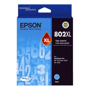 Epson 802xl Cyan Ink Durabrite For Wf-4720 Wf-4740 Wf-4745