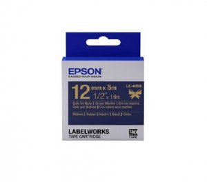 Epson Tape Ribbon 12mm Gold On Navy 5 Metres For Lw-300, Lw-400 & Lw-600p