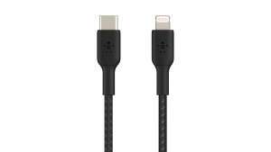 Belkin CAA004BT1MBK 1m Usb-c To Lightning Charge/sync Cable, Mfi, Braided, Black, 2 Yr