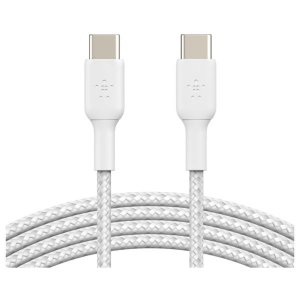 Belkin Cab004bt1mwh 1m Usb-c To Usb-c Charge/sync Cable, Braided Boost Charge, White, 2 Yrs