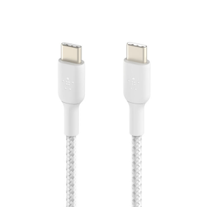 Belkin Cab004bt1mwh2pk 1m Usb-c To Usb-c Charge/sync Cable, Braided, White, 2 Yrs, 2-pack