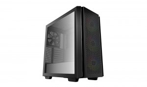 Deepcool Cg560 E-atx Mid-tower Case, Tempered Glass Side Panel, 4xpre-installed Fans, 6 Fan Capacity, Abundant Airflow