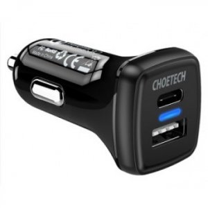 Choetech Tc0005 36w Fast Car Charger With Power Delivery & Quick Charge 3.0