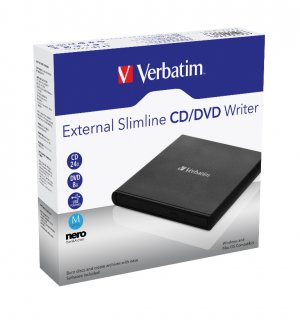 Verbatim External Slimline Mobile Cd/dvd Writer Usb 2.0 Black (l)